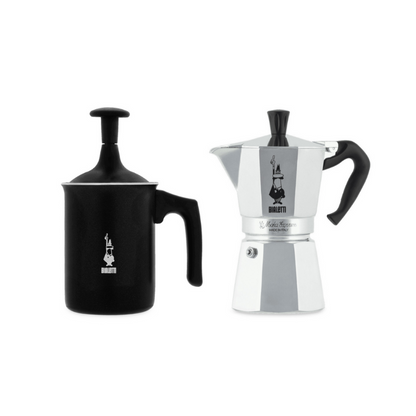 Combo Bialetti Moka Express Coffee Maker 6 cups + Milk Frother 6 cups