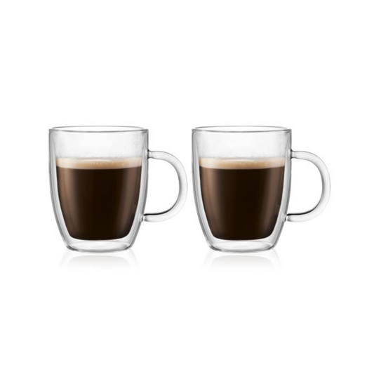 Set of 2 Bodum double wall glass cups (0.30 L)