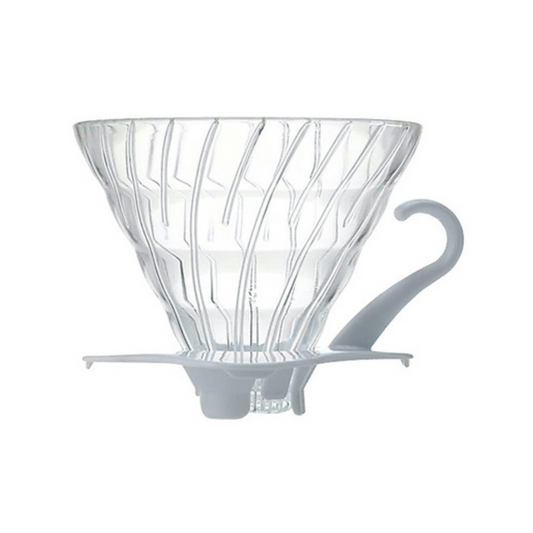 Hario V60 02 glass dripper with white base