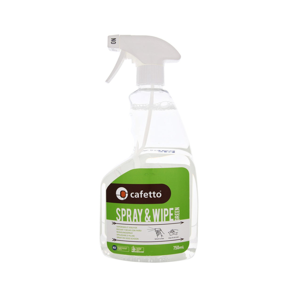 Spray &amp; Wipe Green Cafetto for outside of machines - 750ml