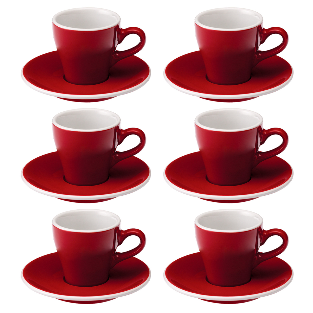 Set of 6 Cups and saucers flat white Loveramics Tulip 180ml - Various colors